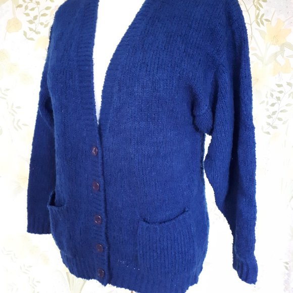 Size L Vintage 1980s Imperial Classics Navy Blue Cardigan - Picture 5 of 11